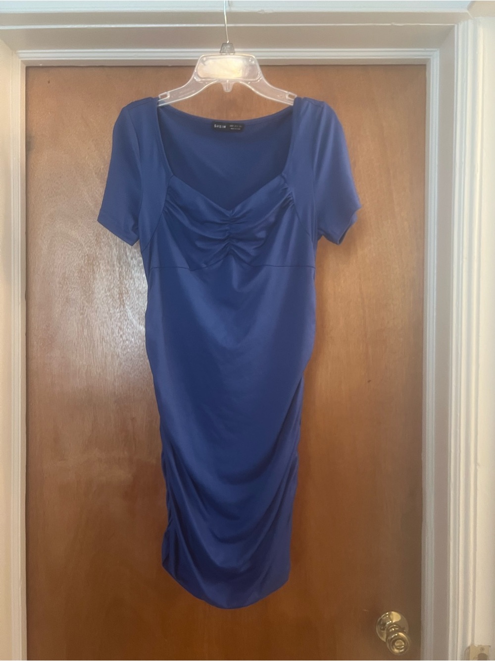 SHEIN Women’s Cobalt Blue Short Sleeve Ruched Dress